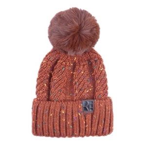 RUST | Confetti faux fur pom beanie